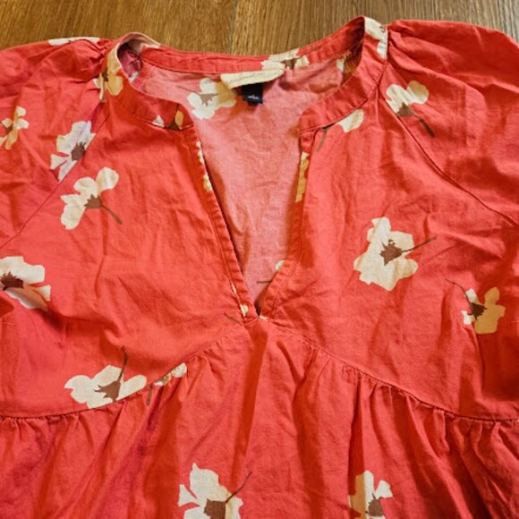 Universal Thread Mini Dress Women Small Pink Coral Floral Puff Sleeve Tiered - Picture 3 of 9